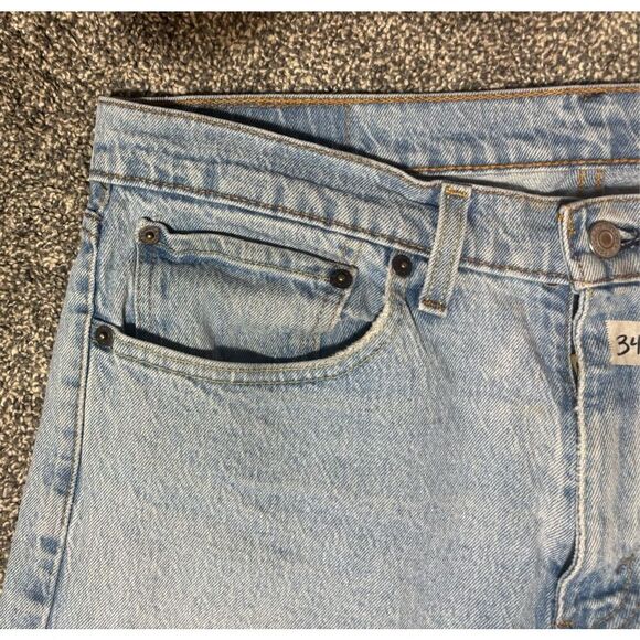 Levis 505 Jeans Mens 34x32 Blue Denim Regular Straight Medium Wash - Picture 4 of 10